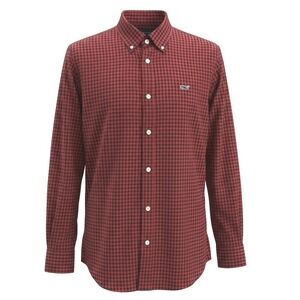 Vineyard Vines Mens Red Black Gingham Whale Shirt Long Sleeve Light Flannel